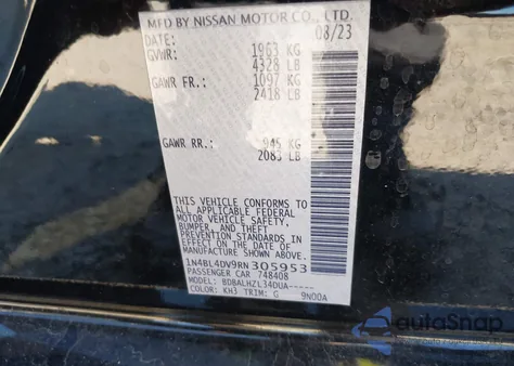 2024 Nissan Altima Sv Fwd из США, поврежденный, VIN 1N4BL4DV9RN305953